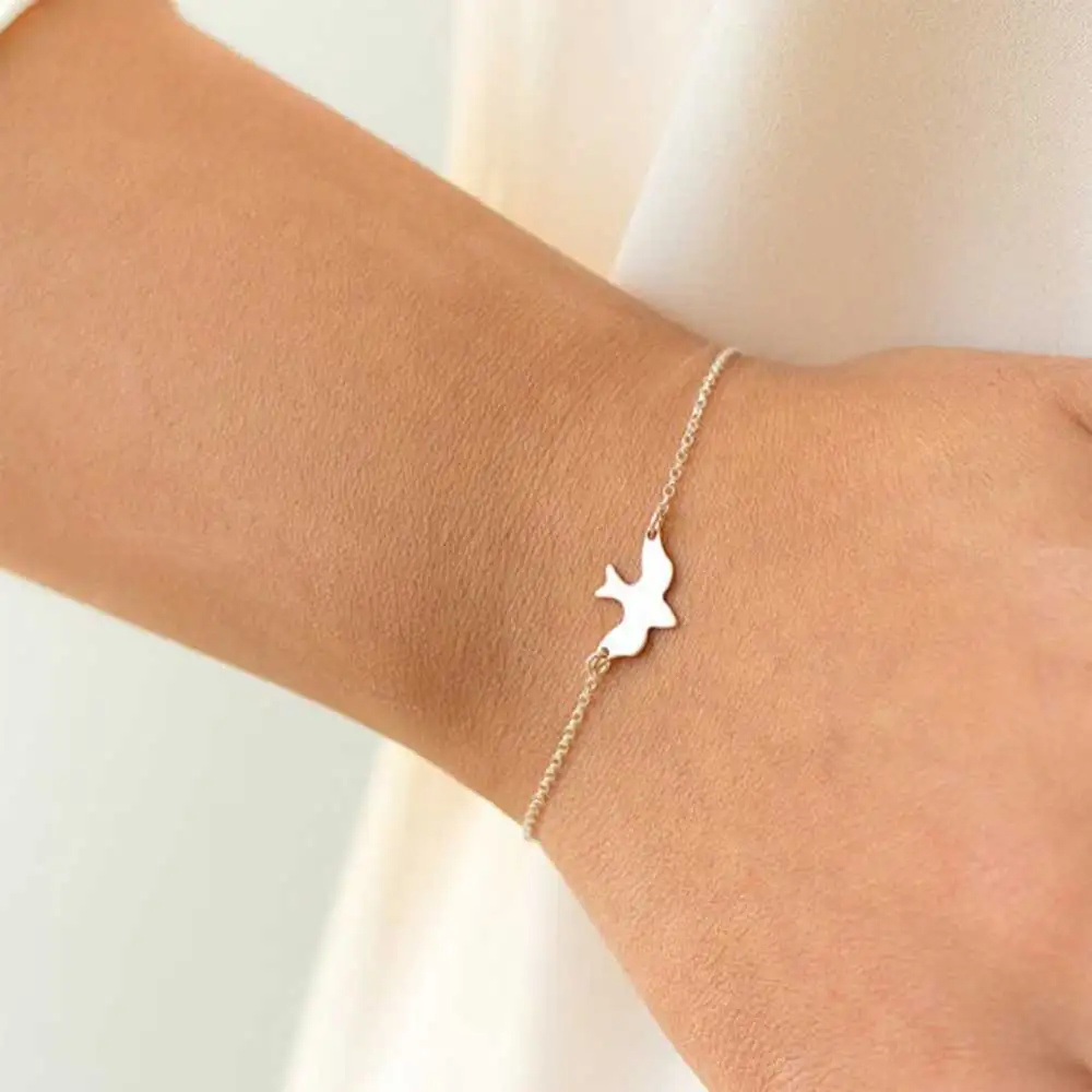 

ALIUTOM Tiny Peace Dove Bracelet Soar Flying Birds Bracelet Little Cute Swallow Baby Bird Bracelets Abstract Bracelets