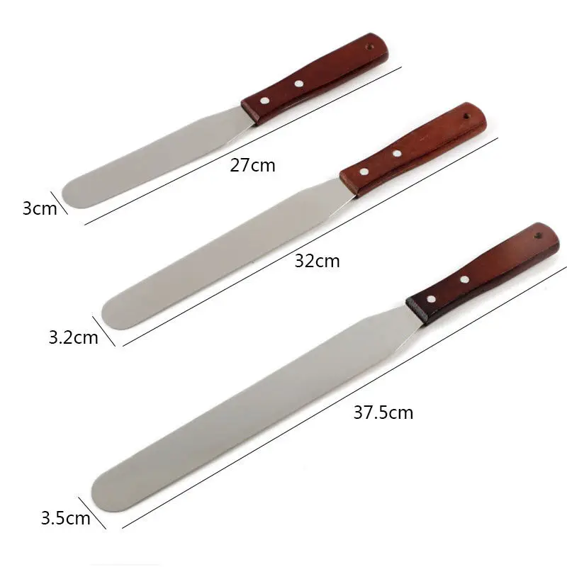 6810 Inch Stainless Steel Butter Cake Cream Knife Spatula Wooden Handle Kitchen Smoother Kitchen Pastry Cake Decoration Tools (5)