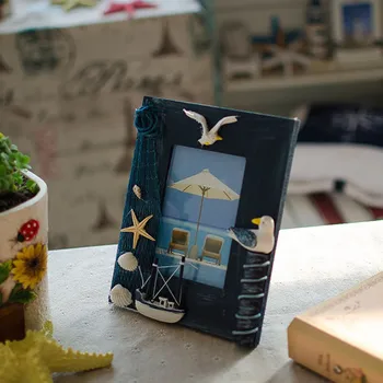 

Hot Selling Newest Mediterranean Household Ornaments Creative Real Wood Craft Frame Marine Style Seabirds Vertical New Products