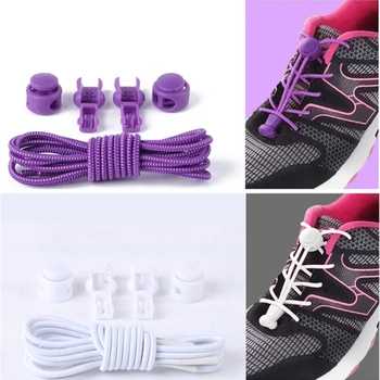

1 Set 100cm Colorful Round Elastic Cord Shoelace Spring Fastener No Tie Strings For Adults Kids