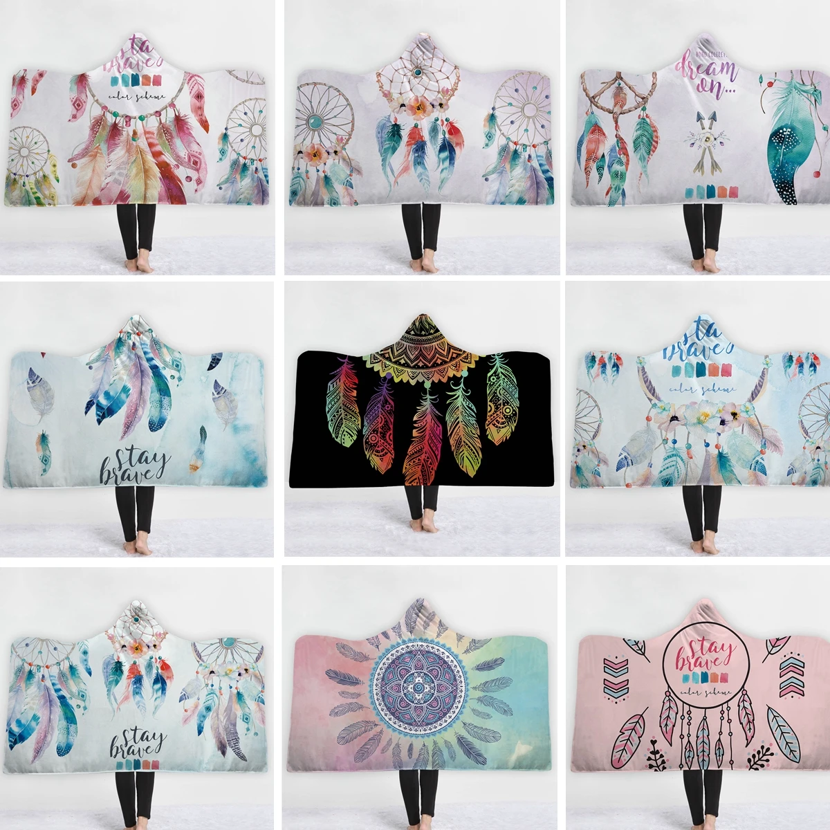 Dreamcatcher 3d Print Microfiber Super Soft Wearable Blanket On Bed