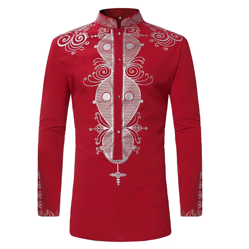  Long Sleeve Autumn Male Dashiki Vintage T shirts 2018 Bohemia Retro Tops Mens African Print T-shirt Ethnic Long Tees M-3XL (6)