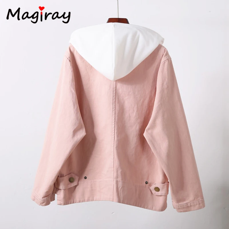 Magiray Harajuku Hooded Basic Denim Jacket Women 2019 Spring Autumn Pink Plus Size Outwear Trim Jeans Coat Looase Casual Top 339 Magiray Harajuku Hooded Basic Denim Jacket Women 2019 Spring Autumn Pink Plus Size Outwear Trim Jeans Coat Looase Casual Top 339