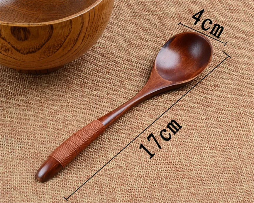 1 шт. деревянная ложка бамбуковая кухонная посуда инструмент суп винтажный Японский стиль чайная ложка Питание 17*4*1 см#25