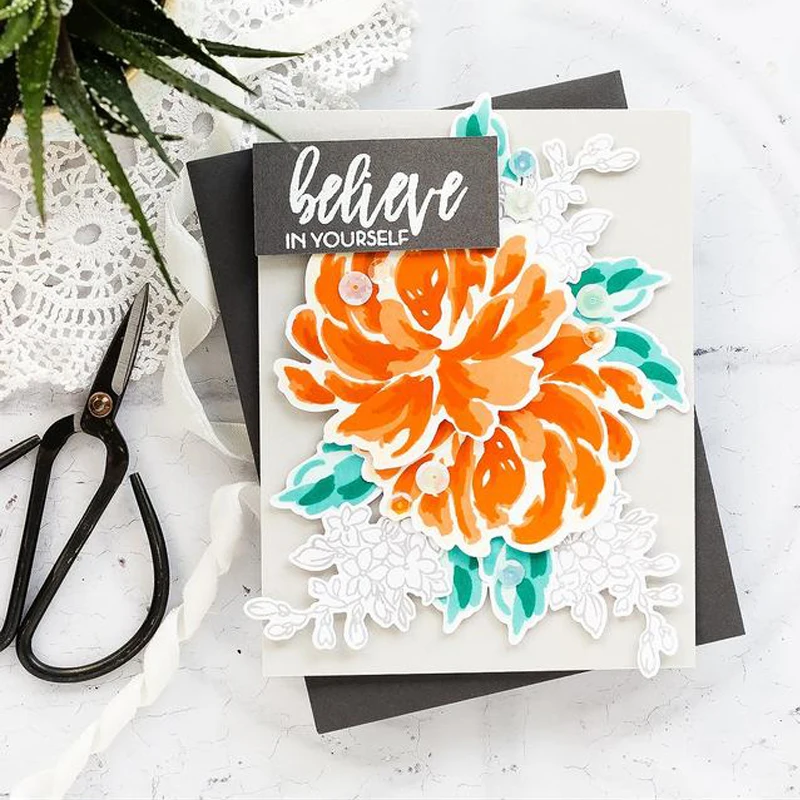 

Bloom Flower Leaf Transparent Clear Silicone Stamp Set for DIY Scrapbooking/Photo Album Cards Making Decorative Clear Stamp