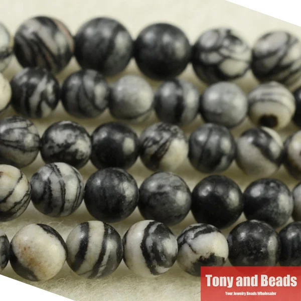 Free Shipping Natural Stone Black Picasso Jasper Round Beads 16&quot Strand 4 6 8 10 12MM Pick Size For Jewelry Making No.AB44 | Украшения