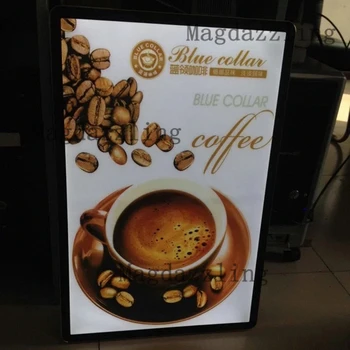 

60x90CM Ultra Slim Black Magnetic Aluminum Frame LED Edge-lit Illuminated Menu Board Lightbox for Cafe Shop