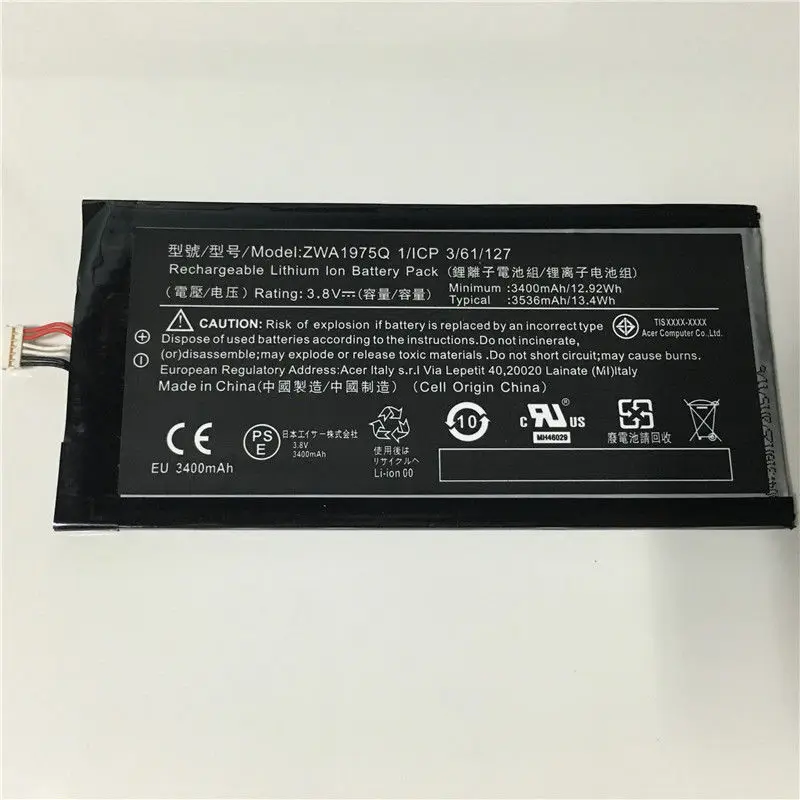 Новая Подлинная батарея планшета для Acer Iconia Tab 7 A1-713 A1-713HD серии ZAW1975Q 3 8 V 3400mAh |
