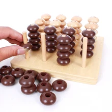 Montessori Sensorial Toy Kids Wooden Toys 3D Puzzle Chess Gadget Four In a Line Educational Toys Parents Child Game Kids Gifts