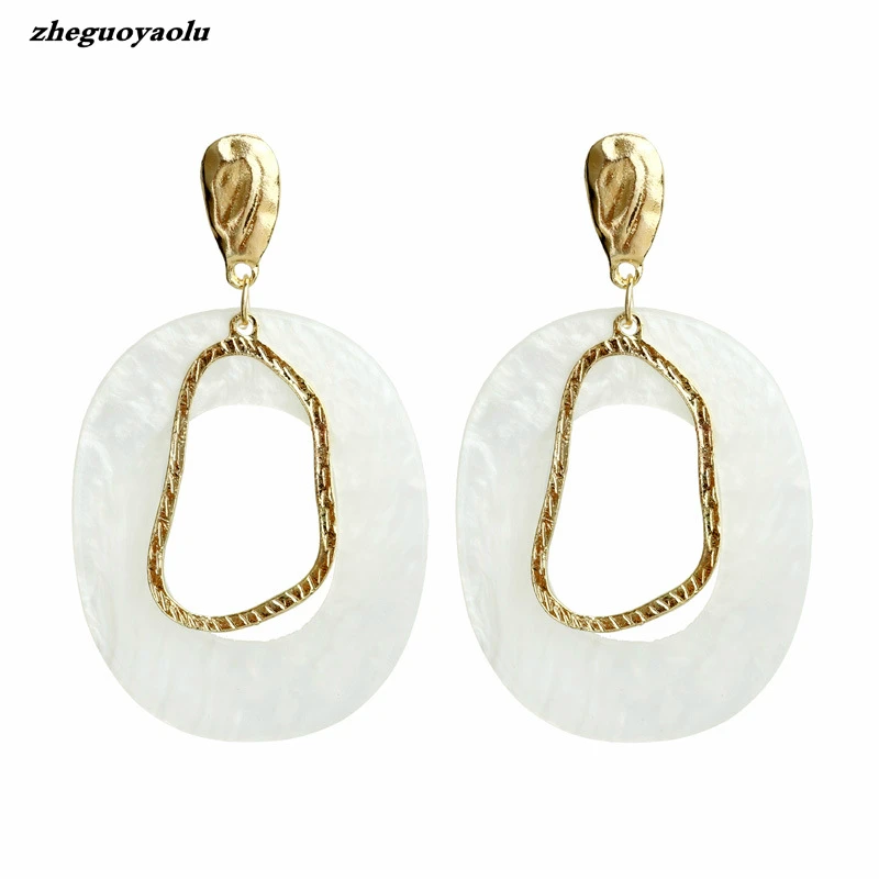 

2019 New Acrylic Resin Retro Geometric Earrings Temperament Metal Irregular Earrings For Women Statement Earrings Ethnic Earring