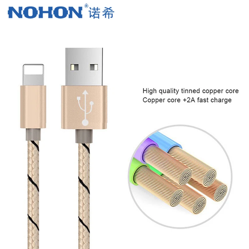 NOHON 2 шт. USB кабель передачи данных для быстрой зарядки для Apple для iPhone XS MAX XR X 7 6 8 6S 5S 5 Plus для iPad Mini 8 Pin телефонный шнур для зарядки