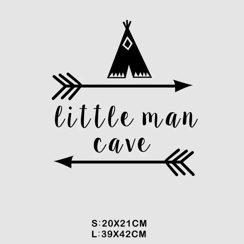 Little Man Cave Wall Decals Quote Words Nursery Boys Room Wall Decor Stickers