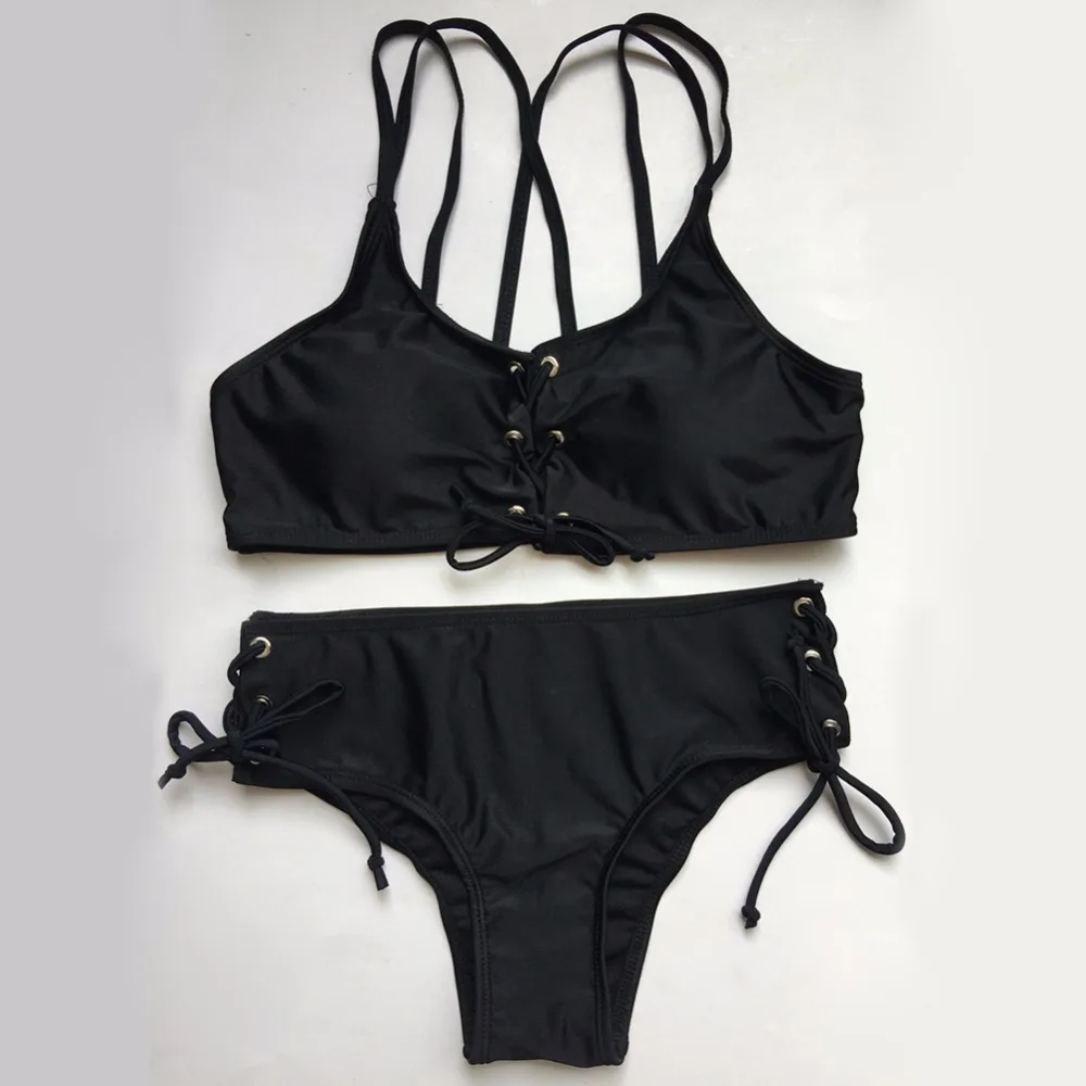 black Bikini Sexy Summer Women Bandage Swimwear Swimsuit Bikinis middle