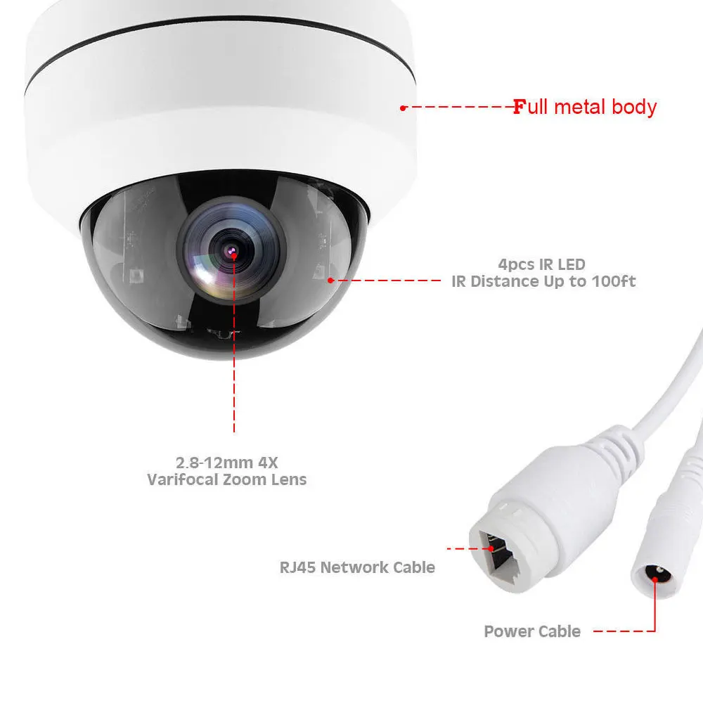 CCTV мини наружная купольная ptz Камера 4X зум HD 2MP POE ip-камера Sony Ночное видение 50 м с для 48 V POE NVR ONVIF P2P мобильный вид