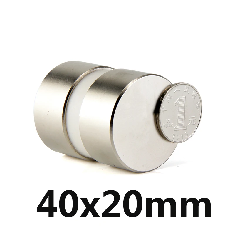 

1pcs Neodymium magnet 40x20mm super strong round Rare earth powerful NdFeB gallium metal speaker magnetic 40*20mm disc N35
