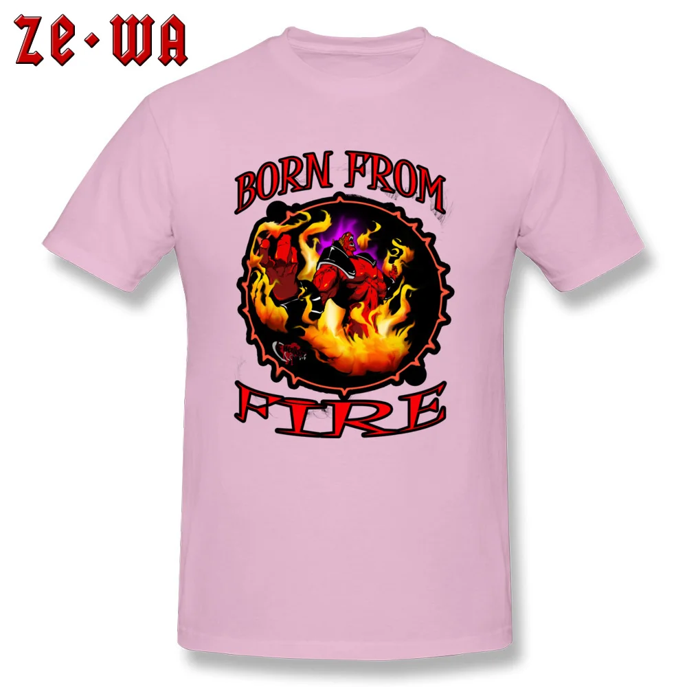 Custom Born from fire T Shirts Slim Fit Summer Fall Short Sleeve Crew Neck Tees 100% Cotton Fabric Man Camisa T Shirt Born from fire pink