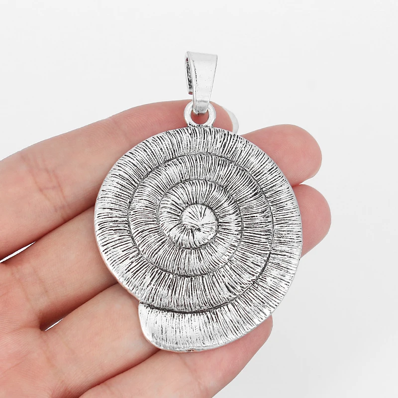 

2pcs Antique Silver Charms Large Swirl Spiral Snail Pendant For Necklace Jewelry Making Findings Components 48x59mm