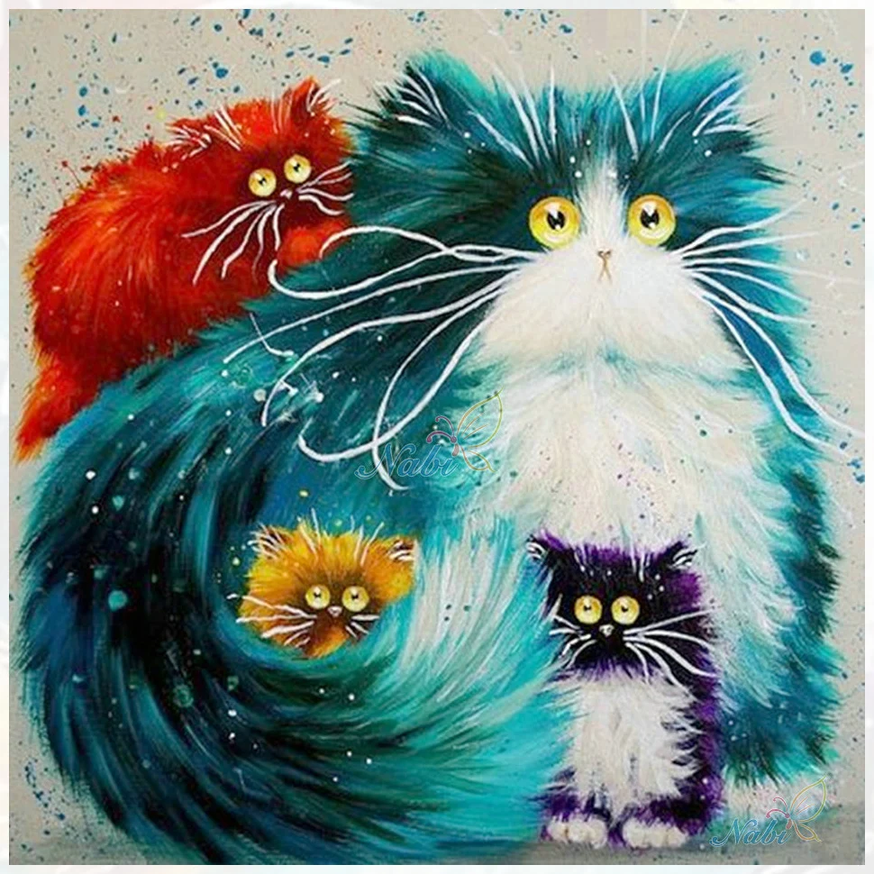 

diamant painting Hot Colorful Cat Diy 5D Diamond Painting Cross Stitch Full Diamond Embroidery Home Decor Square Drill Animal