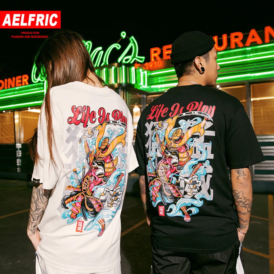 

Aelfric Creative Animal Japanese Warrior Printed T-shirt 2019 Summer Women Fashion Hip Hop T Shirt Cotton Tee Shirt Streetwear