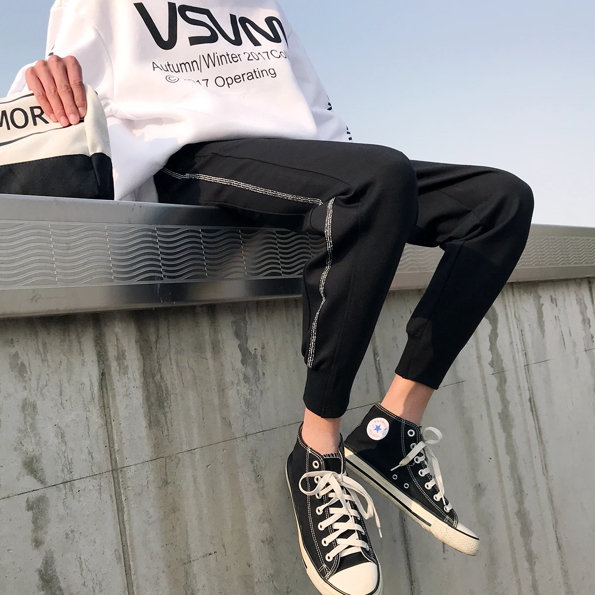 Summer and Autumn New S-2XL Slim Loose Harlan Casual Men's Cropped Pants Individuality Fashion Popular Simple Youth City Campus