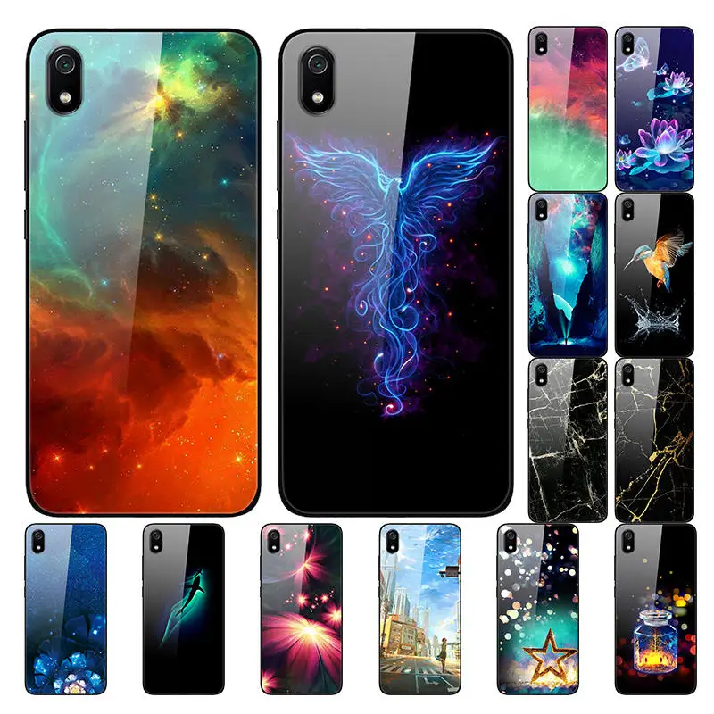 Роскошные Чехлы для Xiaomi Redmi 7 зеркальный чехол из закаленного стекла телефона 7A