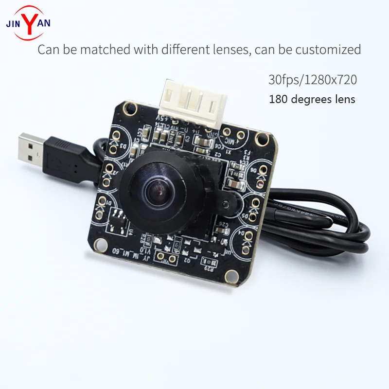 

JinYan 1 megapixel HD 720P MJPEG 30FPS wide-angle 180 angle 198 angle lens MINI CCTV CMOS USB UVC camera module for Android