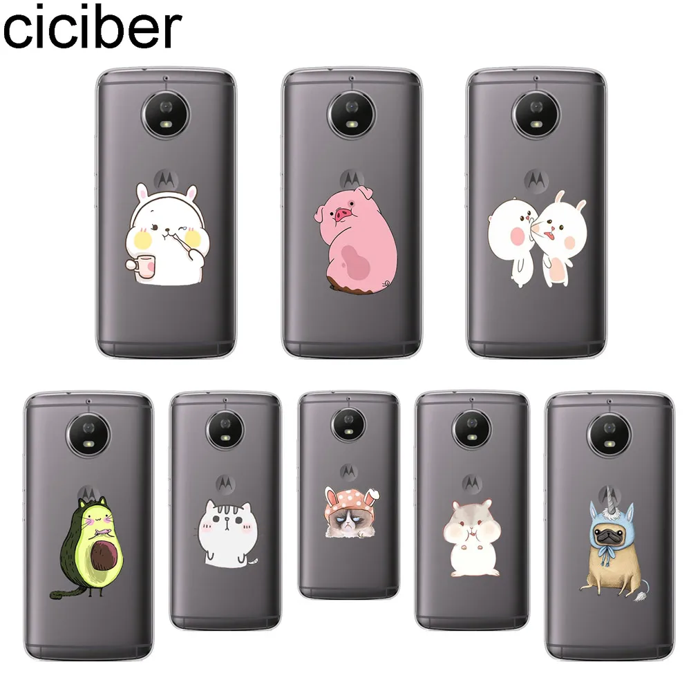 

ciciber Cat Pig Phone Case for Motorola Moto ONE C Z2 Z3 G5 G4 G5S G6 P30 E3 E4 E5 Plus Play Power X4 M Soft TPU Cover Avocado