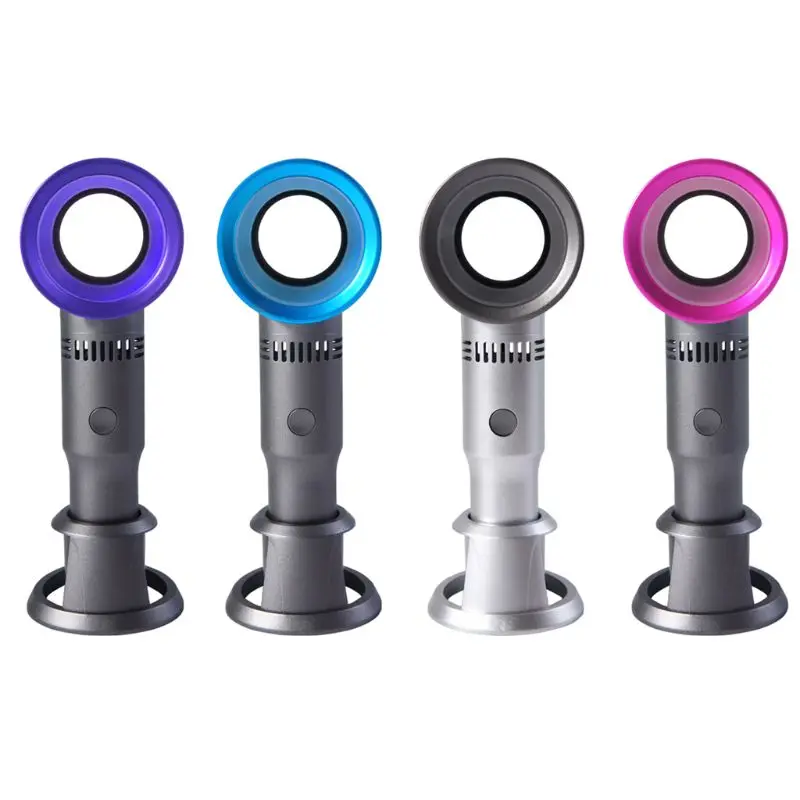 

Mini Portable Handheld Bladeless Fan USB Rechargeable Leafless Cooling Fan Cooler with 3 Speed Level