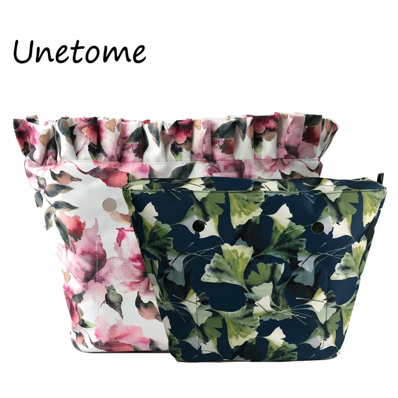 

Floral Border Lining Colorful Print Inner Zipper Pocket For Classic Mini Obag insert with inner waterproof coating for O bag