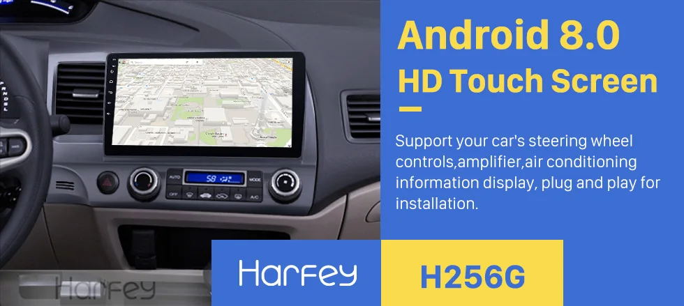 Sale Harfey  8-core RAM 4G ROM 32G Android 8.0 Car Multimedia player GPS navigation for 2006-2011 Honda Civic LHD 10.1 inch Car radio 0