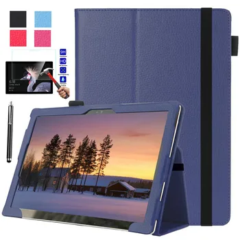 

XSKEMP Folio Folding Leather Cover For Microsoft Surface Pro 5 12.3 Tablet Magnetic Stand Case + Tempered Glass With Pen Stylus