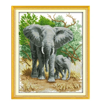 

Joy Sunday cross stitch kits diy elephant DMC14CT11CT cotton fabric livingroom hotel shop office painting factory wholesalerect