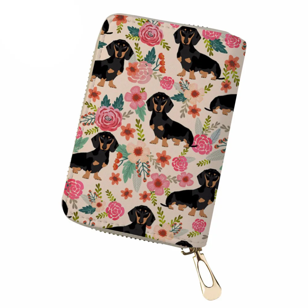 

NOISYDESIGNS Credit Card Holder Doxie Dog Dachshund Print PU Leather Business Card Holder for Women Ladies Driving License Cover