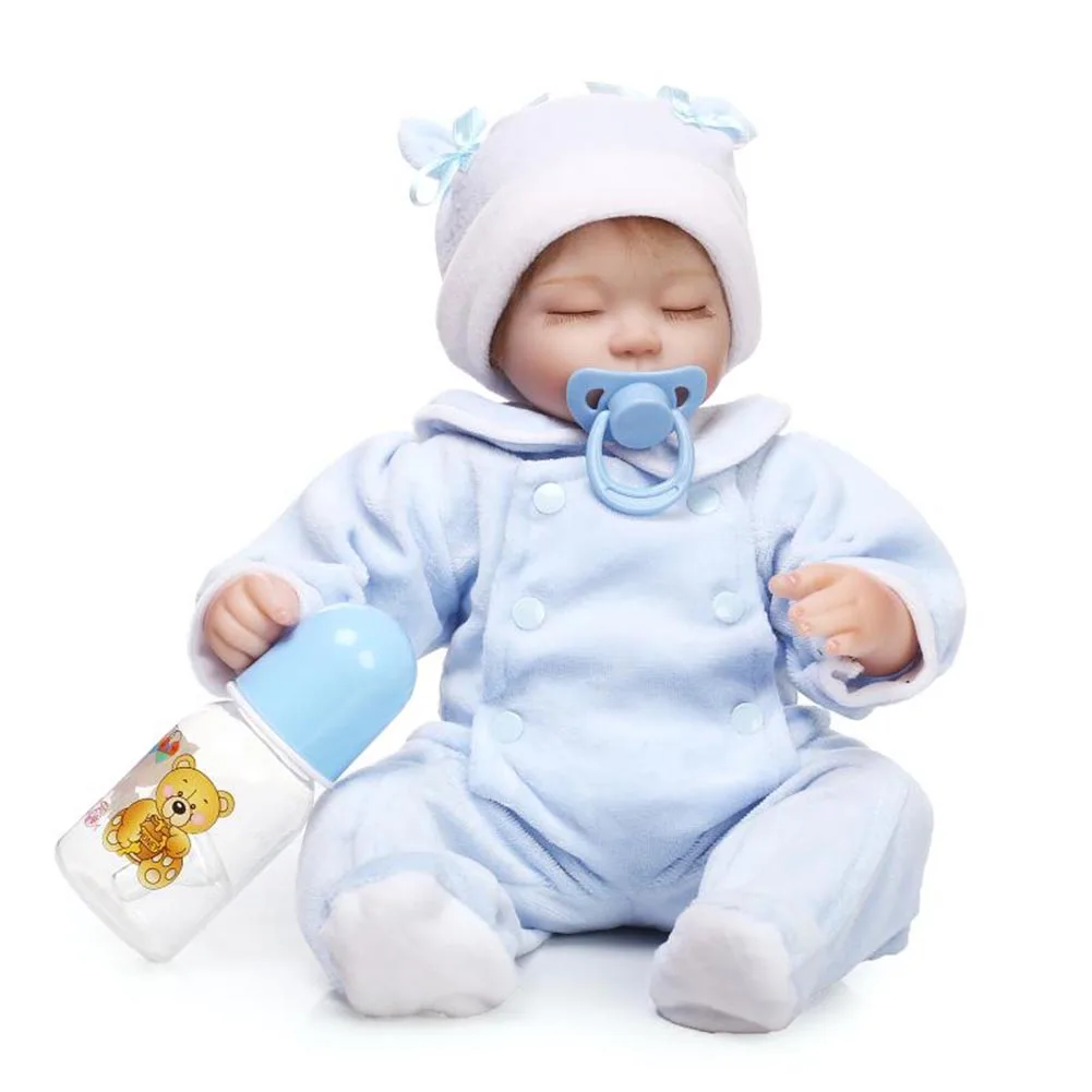 

2018 New NPK 40cm Lifelike Reborn Newborn Doll Set Silicone Cute Sleeping Baby Dolls for Kids Playmate Gift