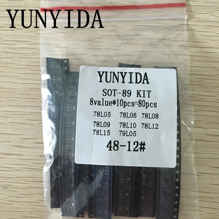 

SOT-89 SMD transistor Assorted KIT Total 8kinds X10pcs=80pcs contains 78L05 78L06 78L08 78L09 78L10 78L12 78L15 79L05