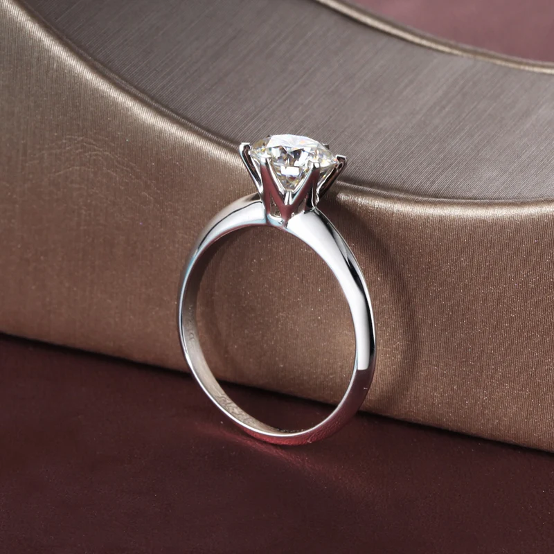 Классическое обручальное кольцо с шестью когтями настраиваемое 2.0ct 18K белое