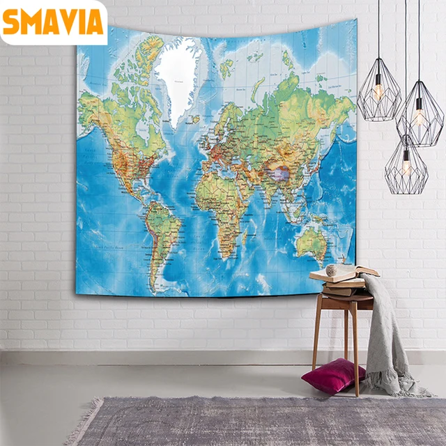 smavia world map design wall hanging tapestry 100 polyester mandala