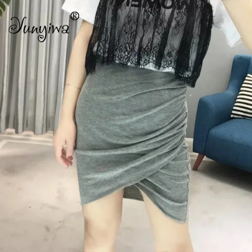 Yuuyiwa для женщин новый серый плиссированная юбка трапециевидной формы длиной выше колена мини юбки Jupe женские юбки Mujer