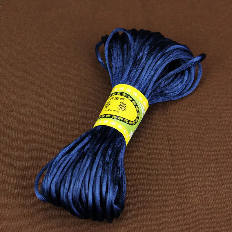 20 метров 2 мм нейлоновый шнур нить мягкий Атлас китайский узел макраме шнур браслет плетеный шнур DIY кисточки вышивка бисером нить - Цвет: dark blue
