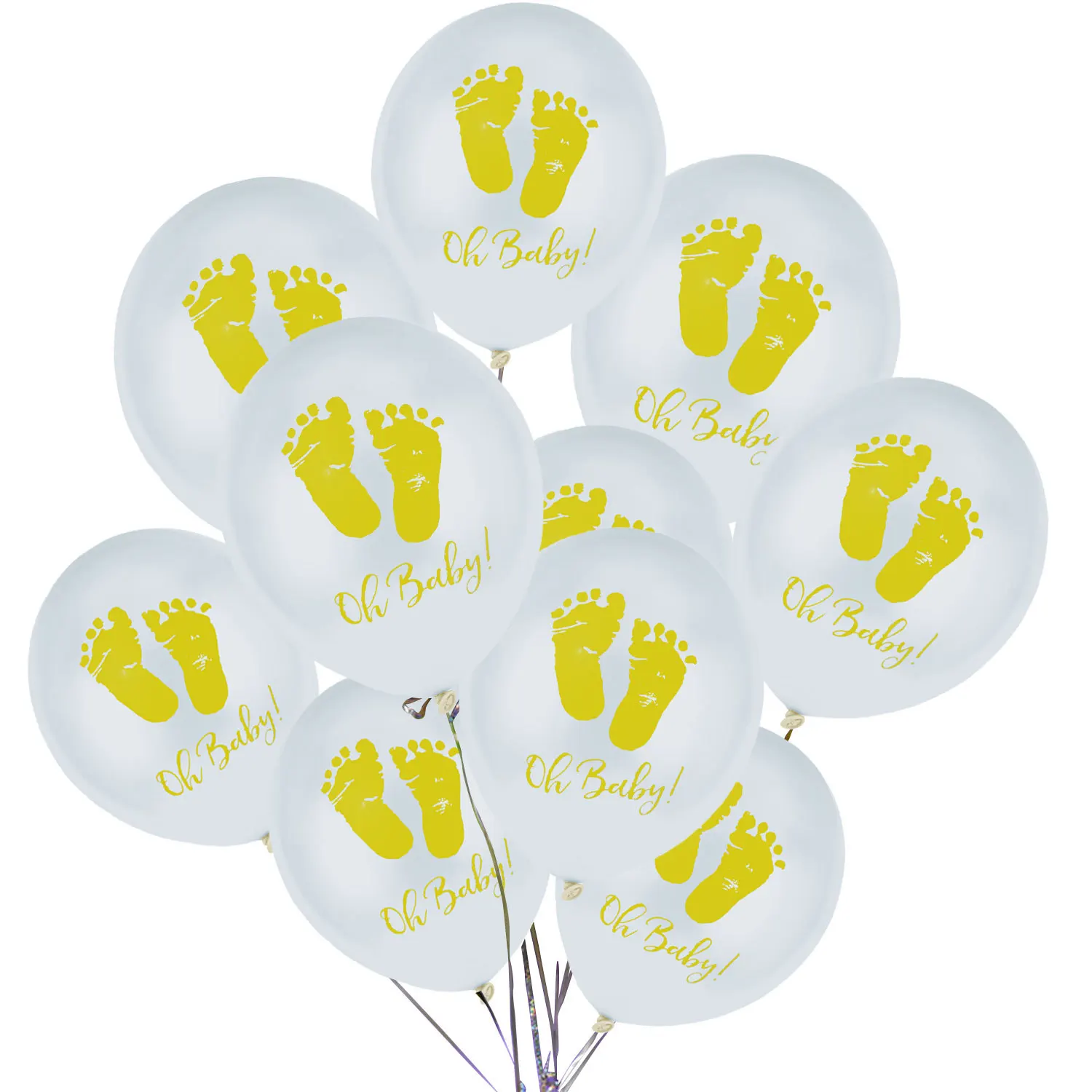 

10pcs White Latex Ballon Gold Baby Foot Balloons Baby Shower Boy Girl 1st Newborn Happy Birthday Party Decoration Globos 12inch