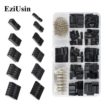 Housing Dupont Connector 620Pcs 2.54mm Pitch JST SM 1~6 Pin Header Male Female Crimp Pins Terminal Adaptor Assortment Kit 100sets lot connectors sm sm 2pin pitch 2 54mm female and male housing terminals sm 2p sm 2r jst 2 54mm sm2 54