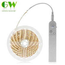 Светодиодный светильник для крыльца с датчиком движения PIR, Ночной светильник, 1 м, 2 м, 3 м, с питанием от батареи, DIY, гибкая светодиодная лента, светильник для крыльца