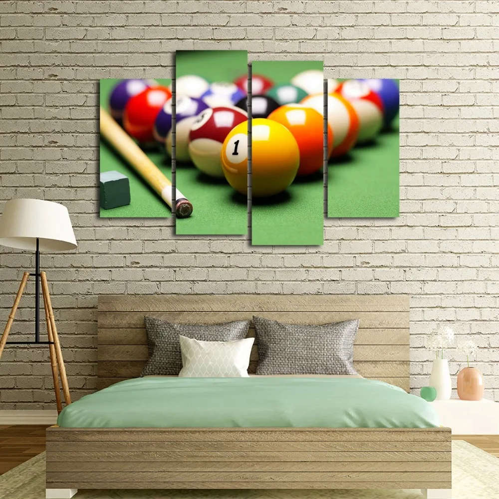 

Canvas Paintings Wall Art HD Printing 4 Pieces Ball Bar And Pool Billiards Pictures Home Decor For Living Room Modular Framework