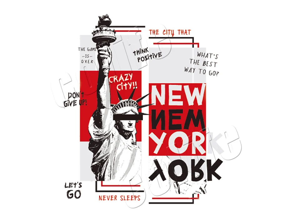 Patches Iron On Stickers Grazy City New York Never Sleep DIY Accessory New Design Washable Print On T-Shirt Clothes Decoration  (1)