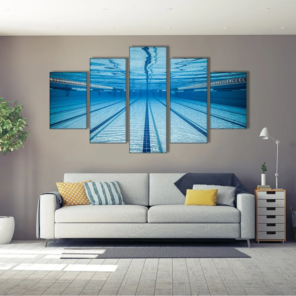 Framed 5 Pieces/Set Swimming Pool Poster Modern Home Wall Decor HD