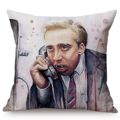 Audrey Hepburn Fashion Watercolor Art Self Portrait Sofa Decoration Throw Pillows Cover Cotton Linen Nicolas Cage Cushion Cover M105-6