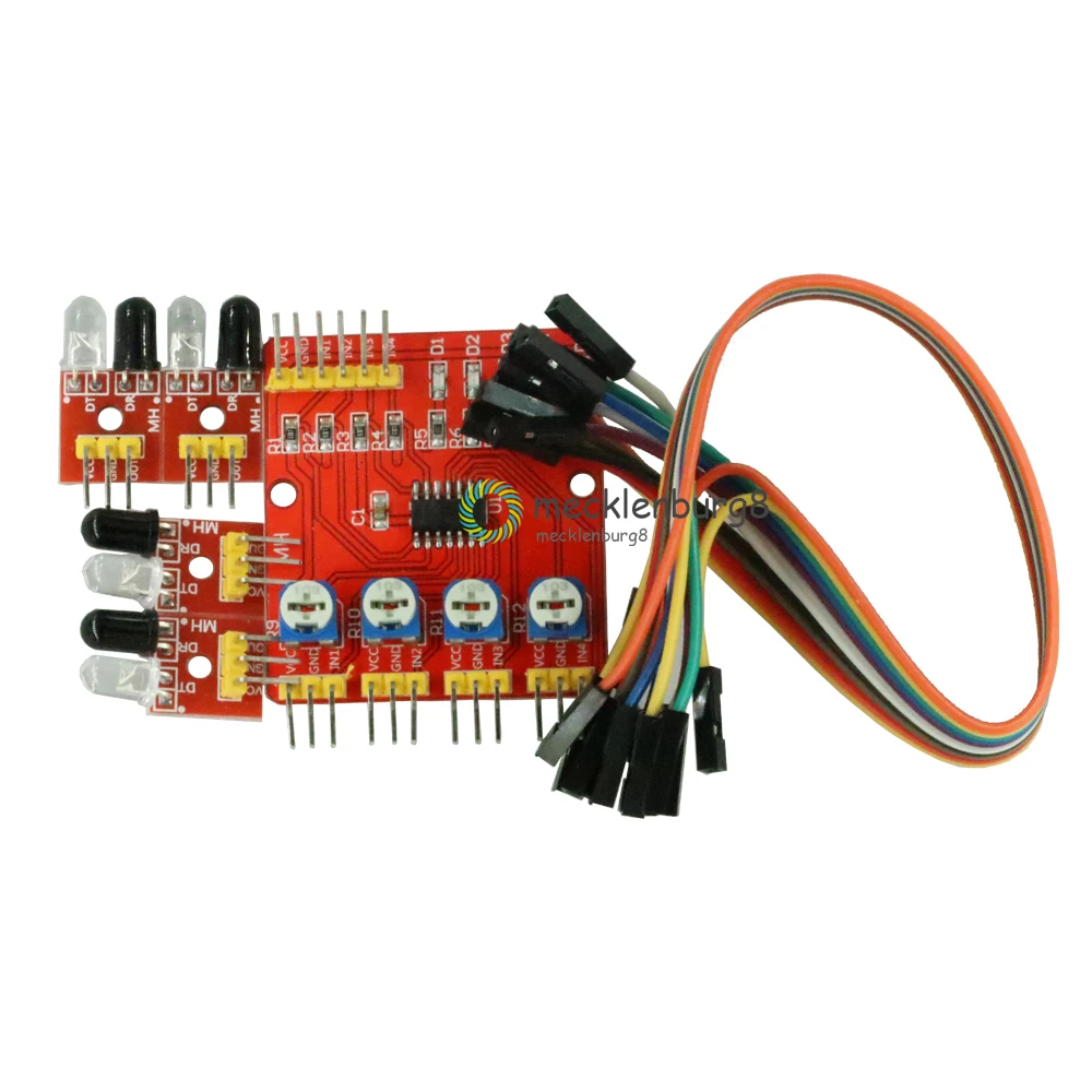 

Four Way 4 Channel Infrared Detector Tracing Transmission Line Obstacle Avoidance Sensor Module for arduino robot Diy kit