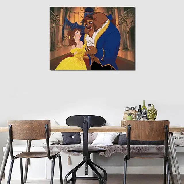 Beauty Beast Princess Belle Canvas Painting Print Bedroom Home