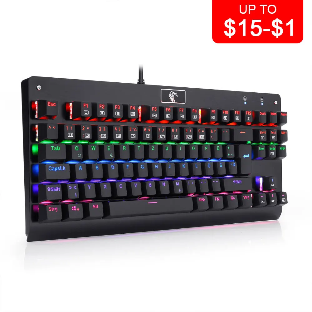 

E-YOOSO Ergonomic USB Wired Gaming Mechanical Keyboard 88 Keys Cap Metal Panel with Colorful LED Backlight German/French Version