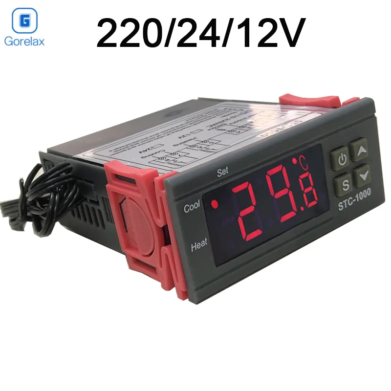 Цифровой термостат регулятор температуры 12 в 24 В 220 В терморегулятор, комнатный термостат инкубатор Termometro STC 1000